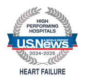A high performing hospitals badge from U.S. News & World Report awarded to UMMC for heart failure.